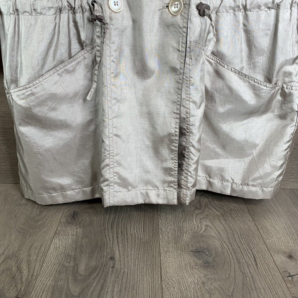 Optix by Julia Michaels Womans Windbreaker Coat Button-Up Pockets Hood Beige S - Picture 3 of 10